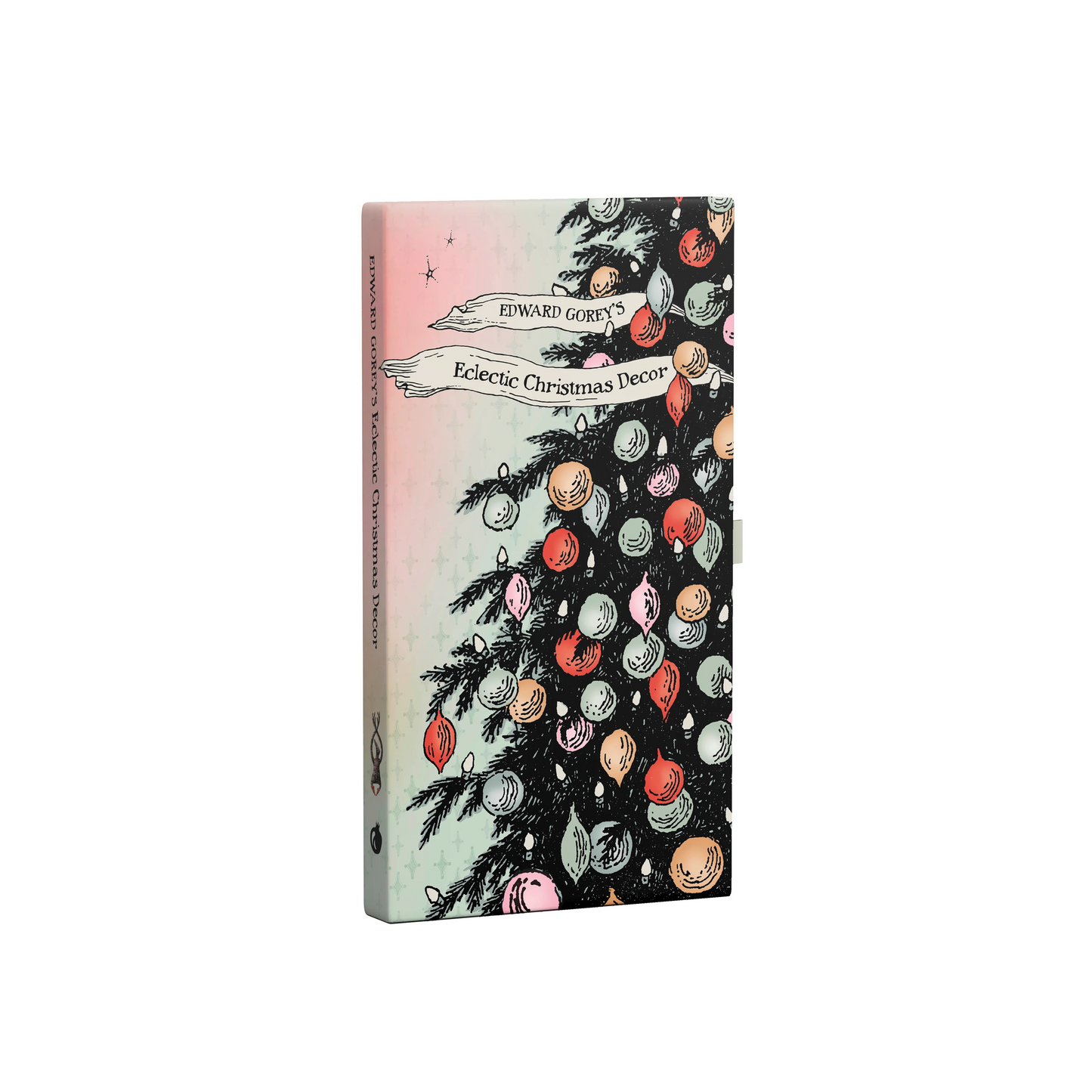 Edward Gorey Eclectic Christmas Decor book with illustrated Christmas tree cover