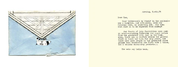 Edward Gorey illustrated envelope with anchor detail and typed letter, The Edward Gorey Online Shop