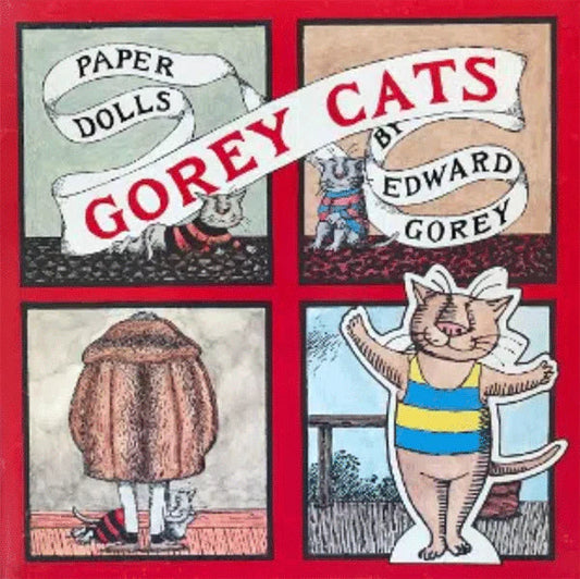 Edward Gorey illustrated Gorey Cats paper dolls cover with whimsical cartoon cats