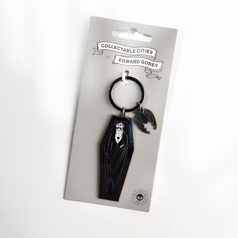 Dracula Keychain with Bat Charm