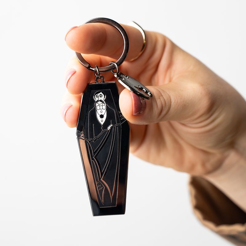 Dracula Keychain with Bat Charm