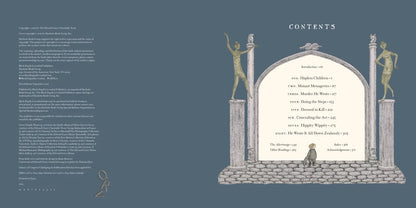 Edward Gorey book contents page with whimsical illustrations and gothic arch, The Edward Gorey Online Shop