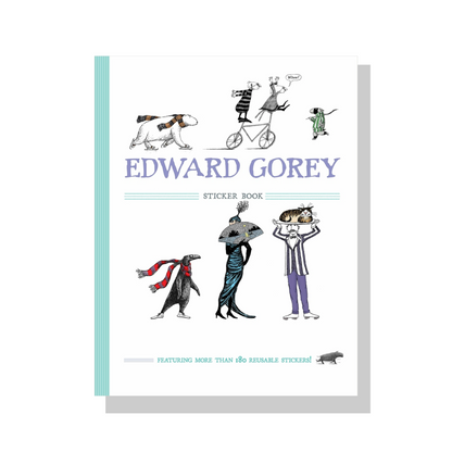 Edward Gorey sticker book cover with whimsical illustrated characters from The Edward Gorey Online Shop