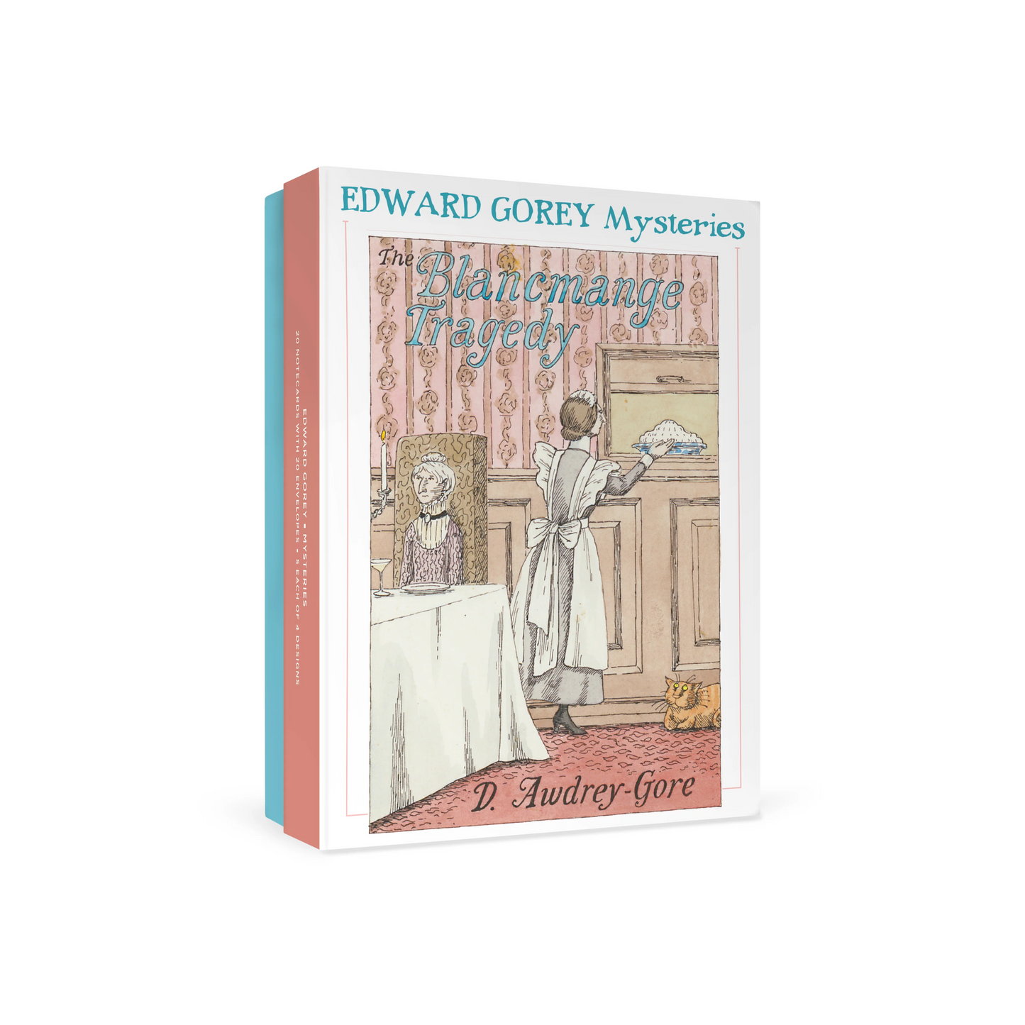 Edward Gorey Mysteries boxed notecard set featuring The Blancmange Tragedy artwork