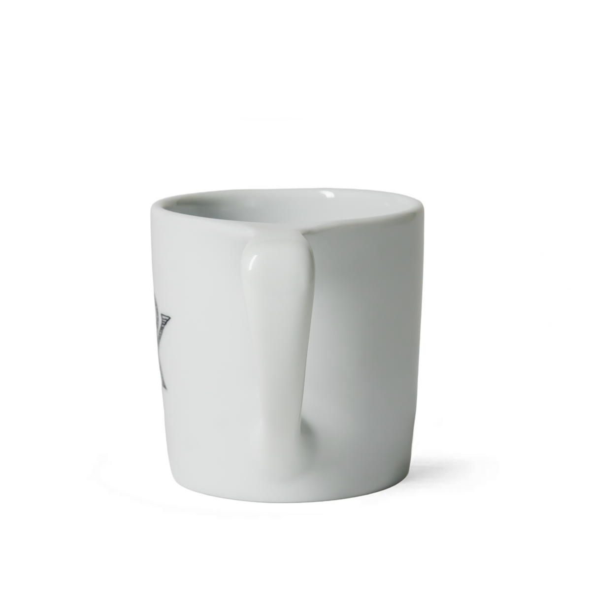 White ceramic mug with unique handle, Edward Gorey Online Shop merchandise