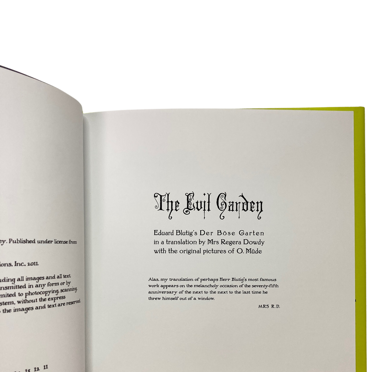 The Evil Garden book title page with gothic font, featured at The Edward Gorey Online Shop