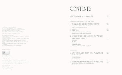 Edward Gorey book table of contents page showing sections on Dracula, Gorey stories, and theatrical adventures.