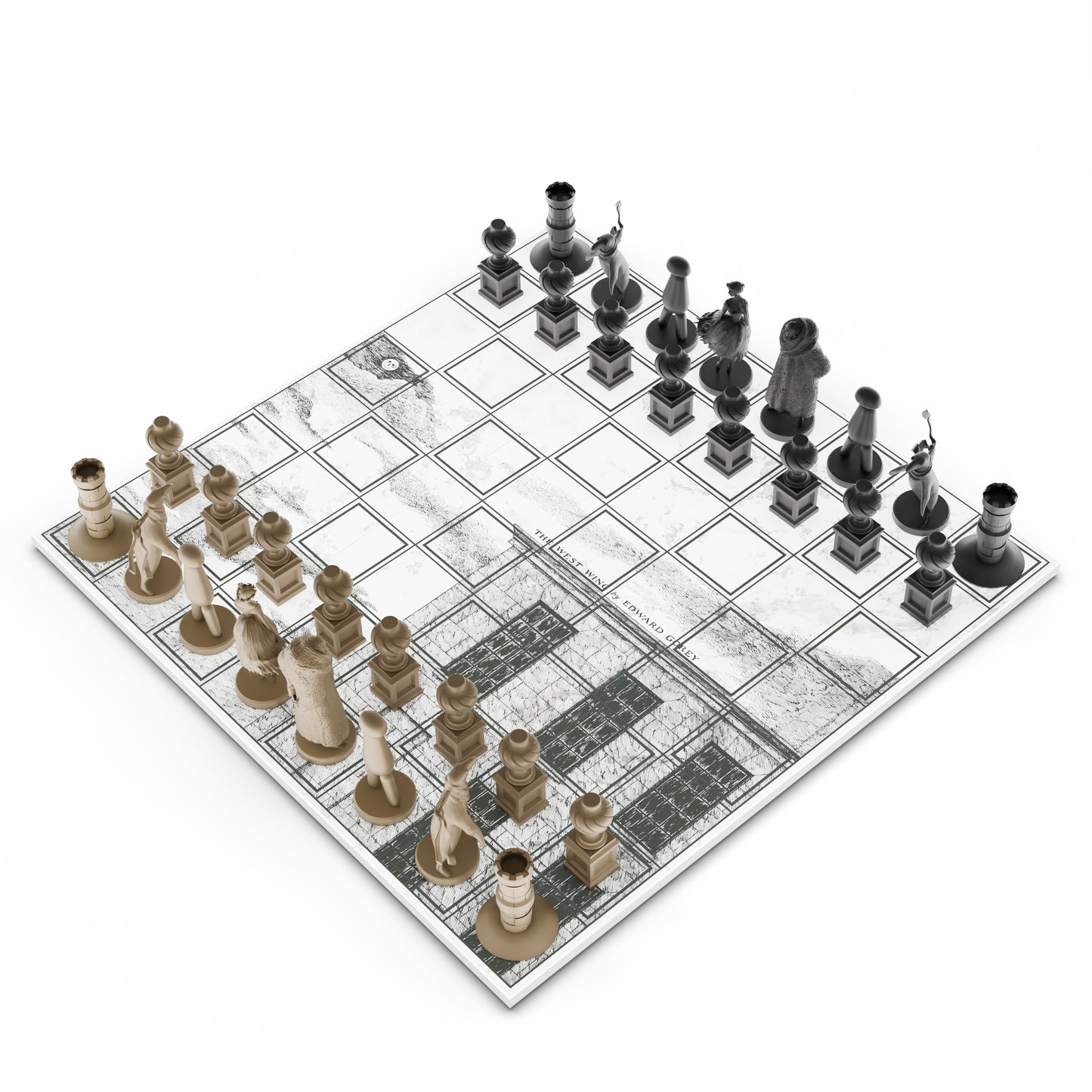 The West Wing Marble Chessboard with Bronze Pieces