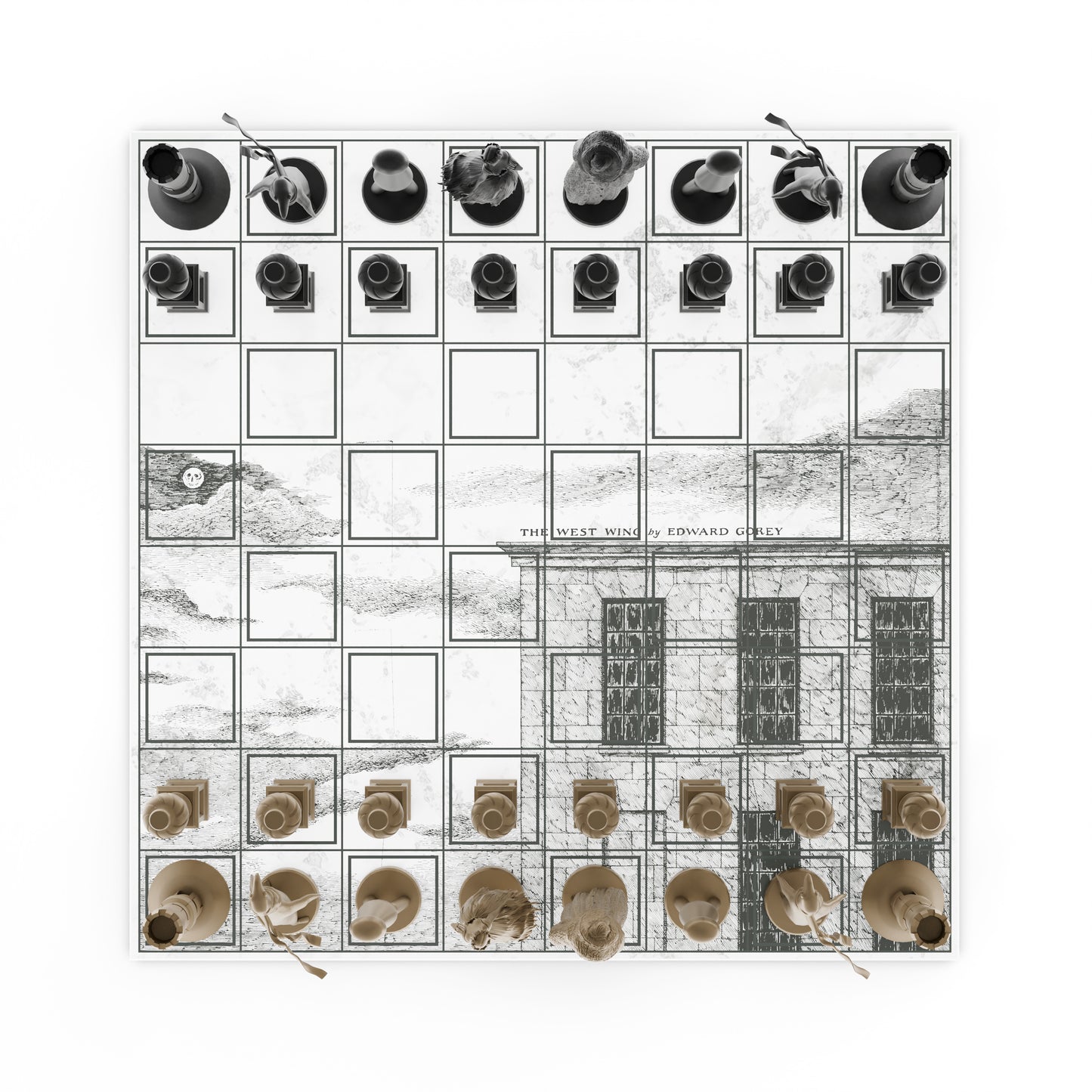 The West Wing Marble Chessboard with Bronze Pieces