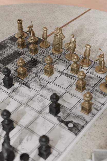 The West Wing Marble Chessboard with Bronze Pieces